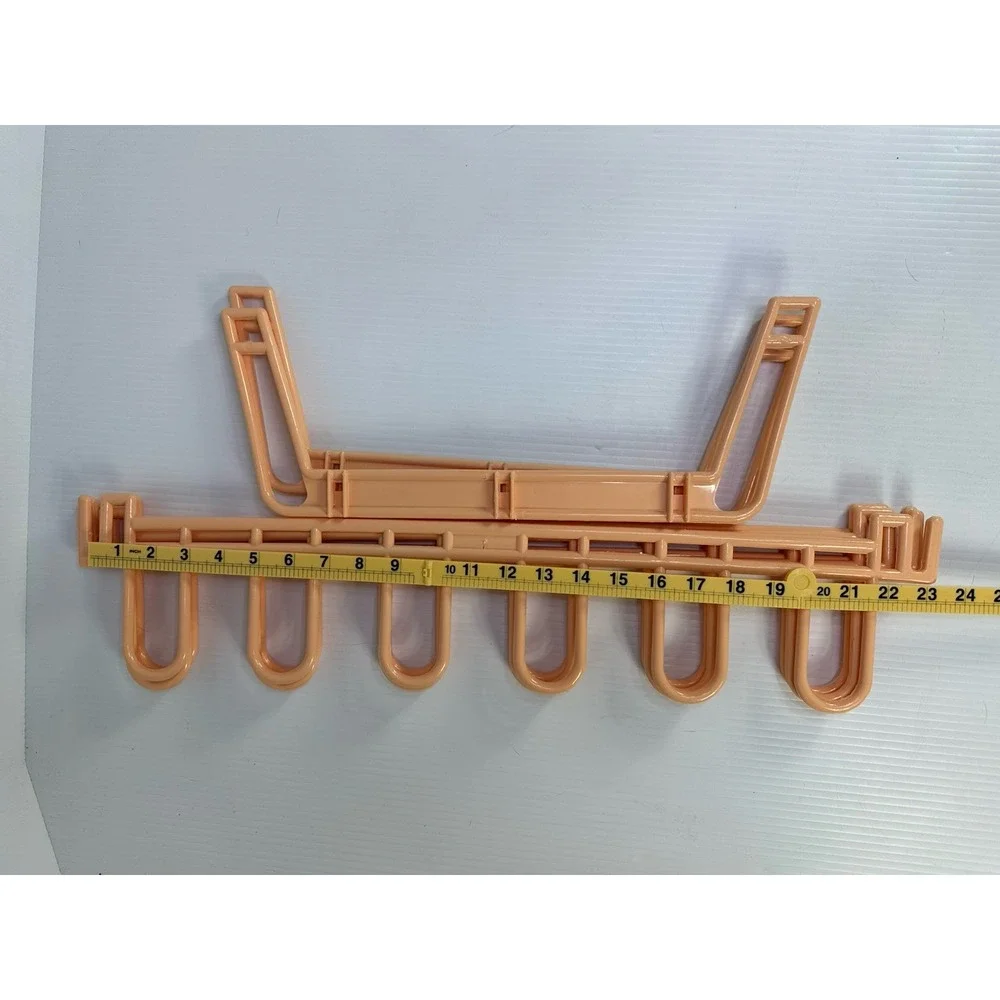 Vintage 80s Peach Plastic Yaffa Style 9 Pair Shoe Rack